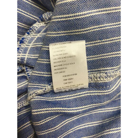 ISABELLA SINCLAIR Chambray Pinstripe Flutter Sleeve Mini Cotton Dress US LARGE - Picture 16 of 16